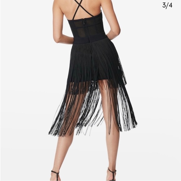 Women’s New Herve Leger x Forever 21 Transparent Black Bustier Fringe Bustier Ba - Picture 2 of 14